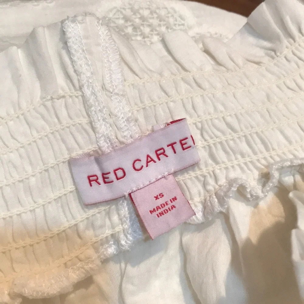 Red Carter Embroidered Off the Shoulder Crop Top - Picture 5 of 7